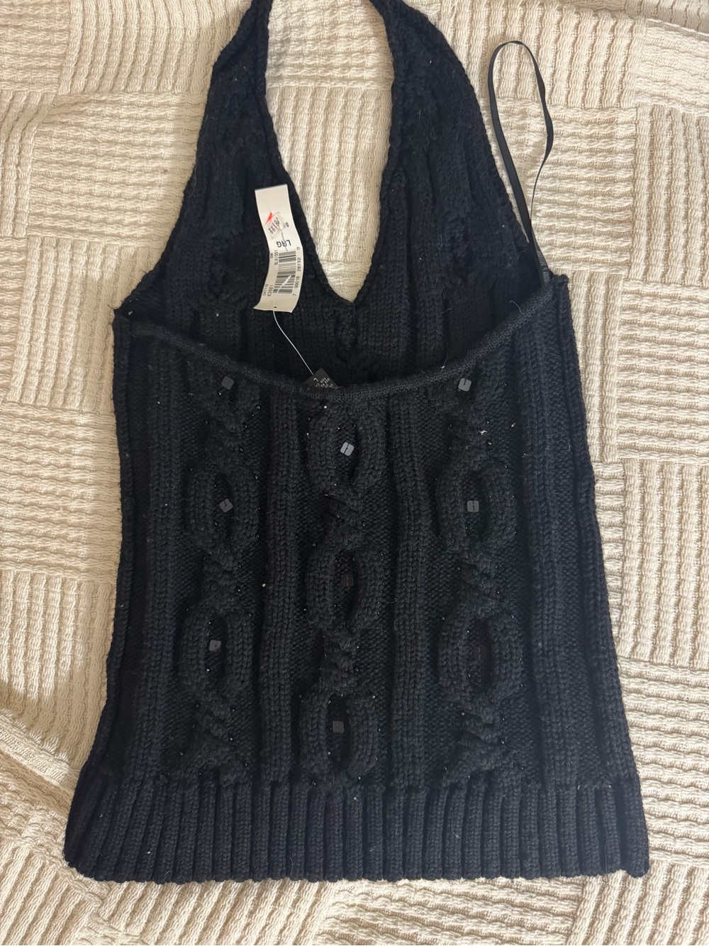 Laundry By Shelli Segal Black Halter Knit Tank Top 100% wool - Picture 11 of 12